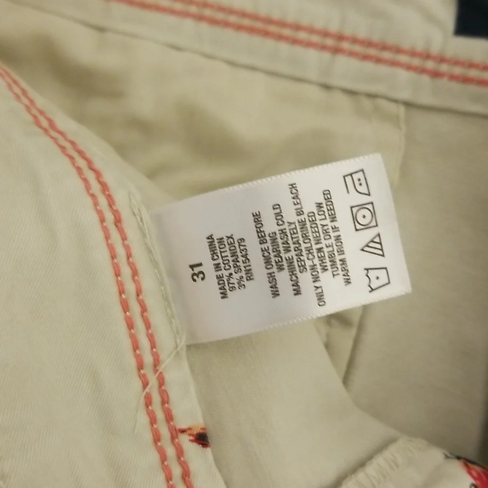 Aeropostale Size 31 Parrot Bermuda Short Khaki Tropical Bird Hawaiian - Picture 4 of 6
